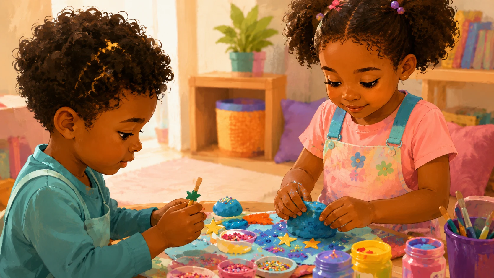 Children making and creating together at a MINIscapes event