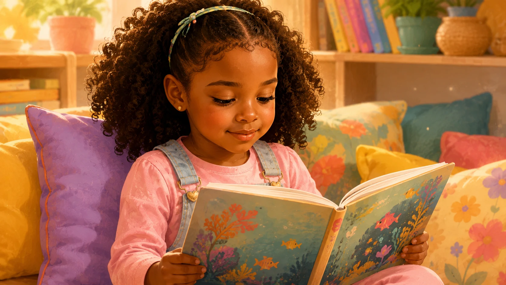 A child reading in a warm, colourful MINIscapes event setting